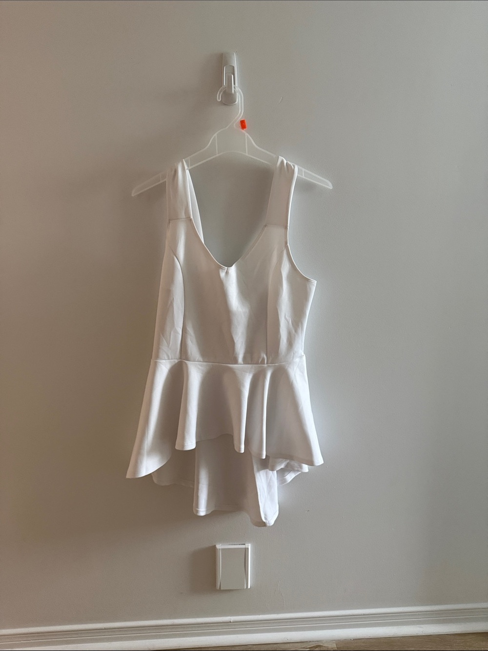 White Peplum V-Neck Women's Top